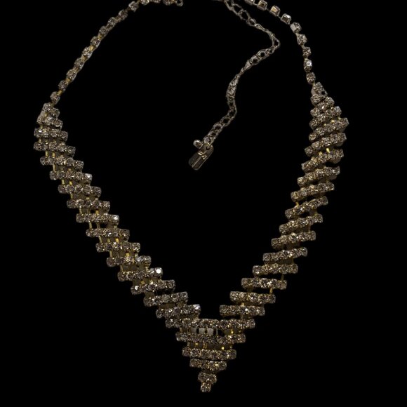 Vintage Christina Collection Rhinestone Statement Bib Necklace - Picture 3 of 7